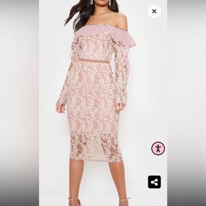 Elegant Pink Lace Off-Shoulder Skirt